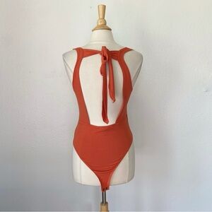 Solid Orange Open Back Bodysuit